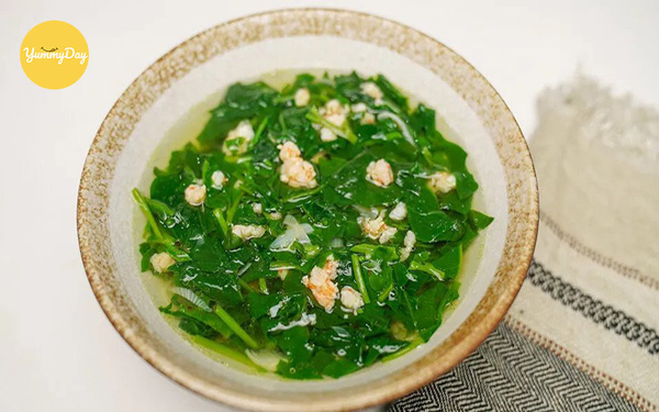Món canh tôm rau mổng tơi ngon đặc sắc