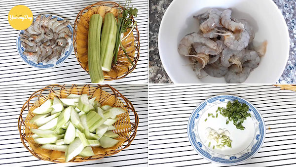 Nguyên liệu chính cho msón canh mướp nấu tôm ngon tuyệt vời