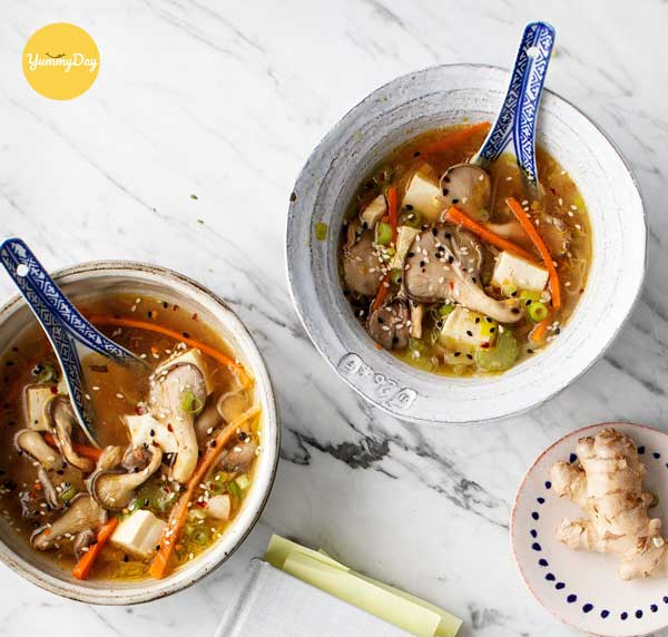 Canh đậu hũ nấu nấm bào ngư ngon