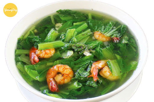 Món canh cải nấu tôm hấp dẫn