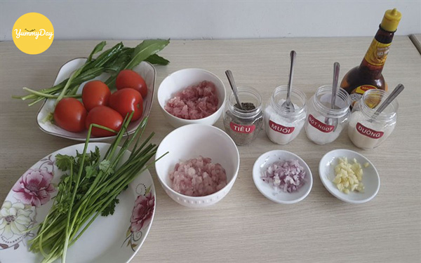 Nguyên liệu cho món canh thịt bò cà chua