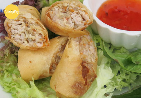 Thành phẩm món chả giò rế khoai môn hấp dẫn