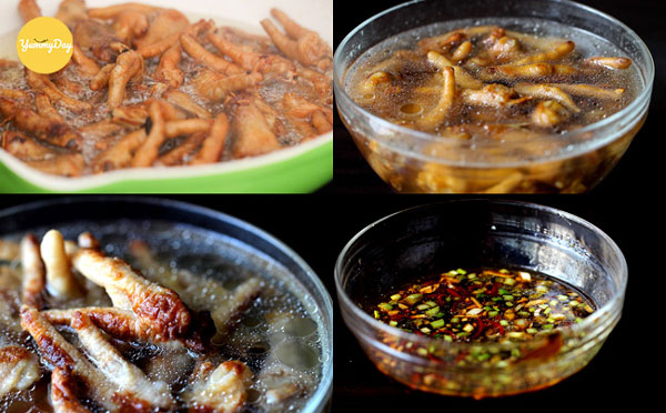 Tiến hành xào chân gà chua ngọt