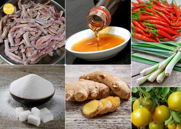 Nguyên liệu làm chân vịt xào sả ớt