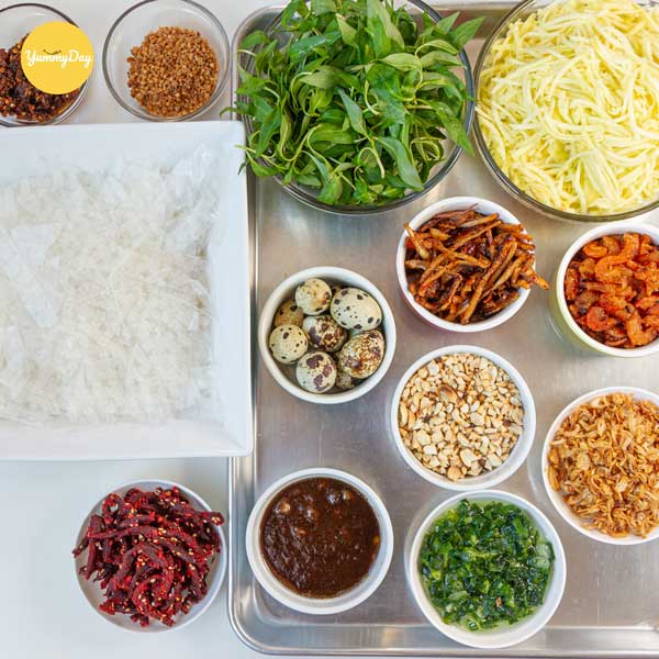 Các nguyên liệu đã chuẩn bị sẵn sàng