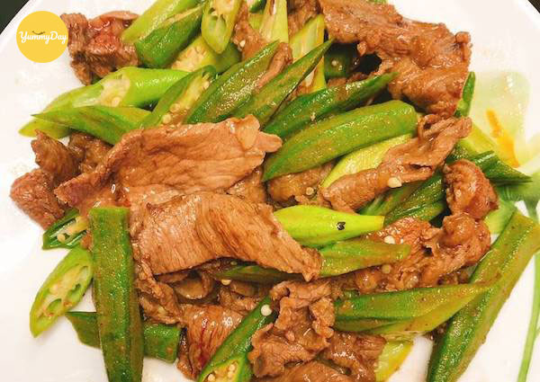 Thịt bò xào đậu bắp và dứa
