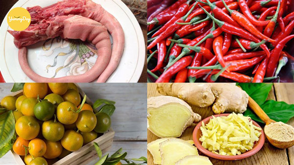 ​  Nguyên liệu làm đuôi heo chiên sốt mắm tắc
