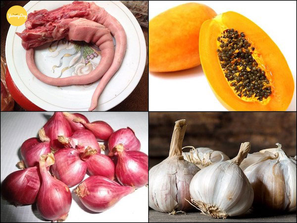 Nguyên liệu làm món đuôi heo hầm đu đủ