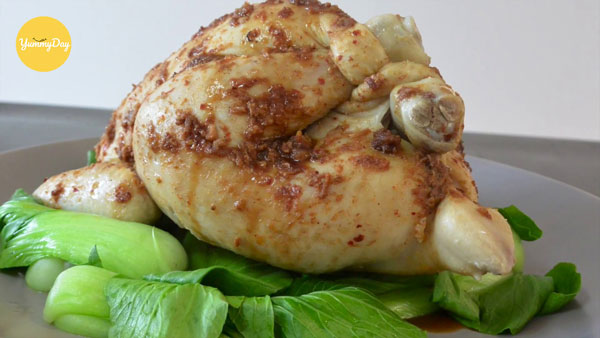 Gà hấp cải thìa hấp dẫn