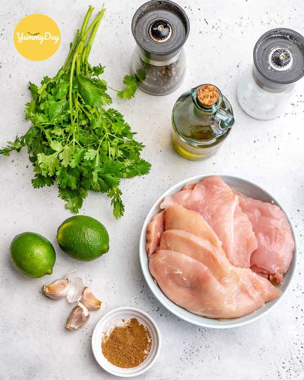 Nguyên liệu cho món gà nướng lá chanh thơm ngon