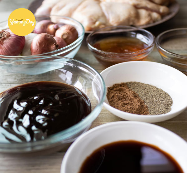 Các nguyên liệu chuẩn bị ướp gà
