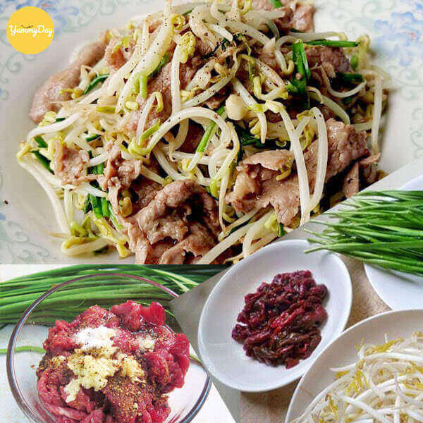 giá xào thịt bò ngon