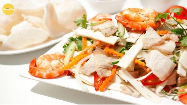 Thành phẩm gỏi củ hủ dừa tôm thịt