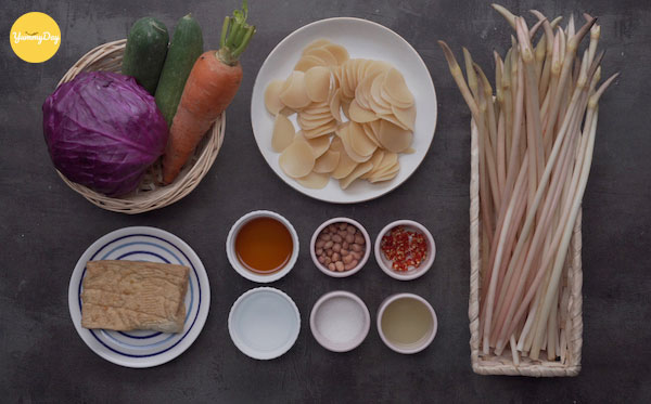 Nguyên liệu làm gỏi ngó sen chay