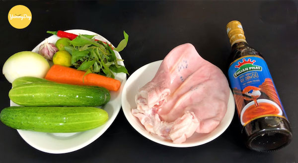 Nguyên liệu để làm món nộm tai heo dưa chuột