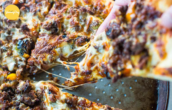 Thành phẩm món pizza nướng bằng nồi cơm điện
