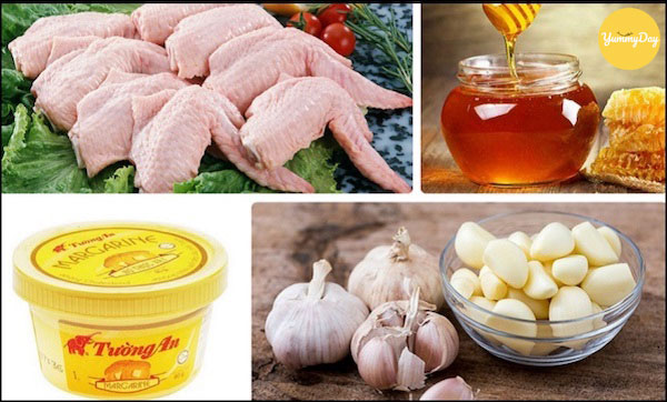 Nguyên liệu cần chuẩn bị cho món cánh gà chiên bơ
