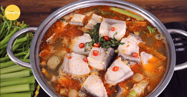 Lẩu cá bớp măng chua ăn cực ngon