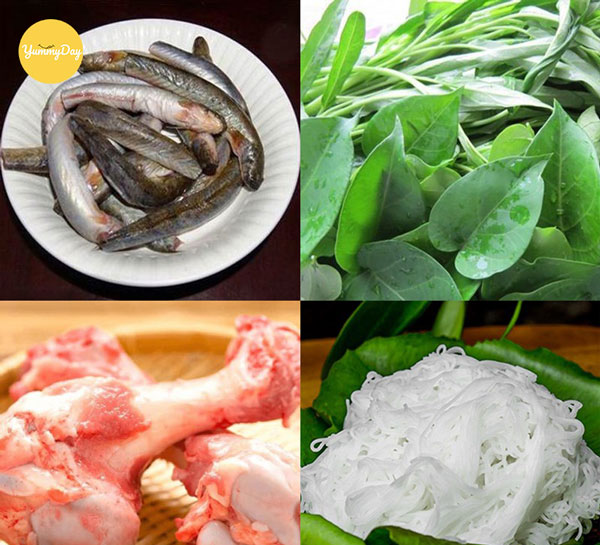 Nguyên liệu làm món lẩu cá kèo lá giang