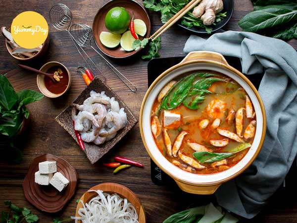 Thành phẩm lẩu tôm chua cay