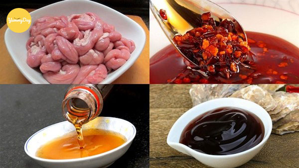Nguyên liệu làm lòng heo chiên tỏi ớt
