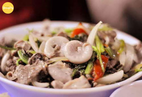 Thành phẩm món lòng heo xào chua ngọt thơm ngon