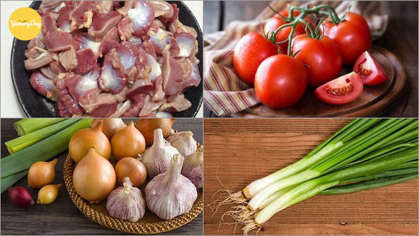 Nguyên liệu làm mề gà xào cà chua