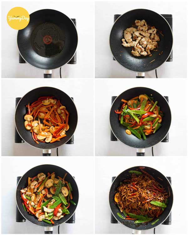 Xào mì với rau củ