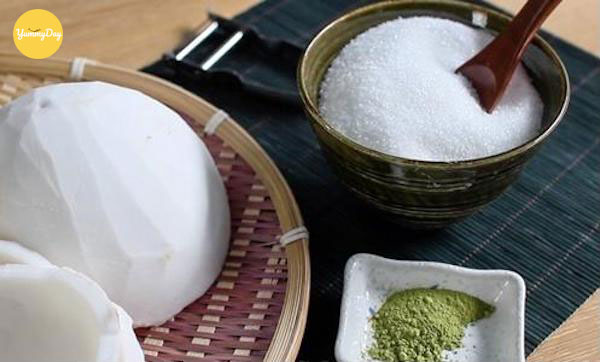 Nguyên liệu làm mứt dừa trà xanh