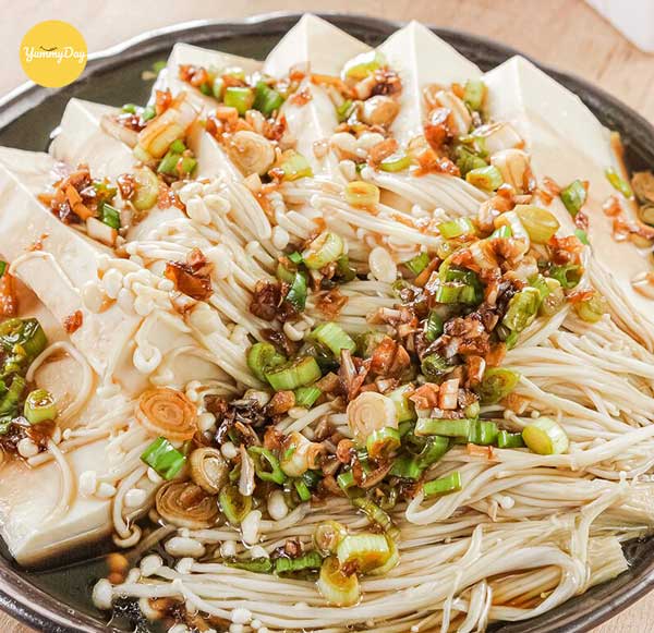 Thành phẩm làm nấm kim châm xào thập cẩm