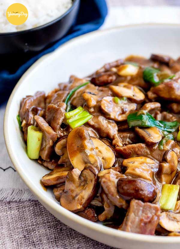 Thành phẩm món nấm xào thịt đậm đà hương vị