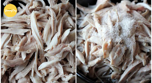 Xé sợi thịt gà