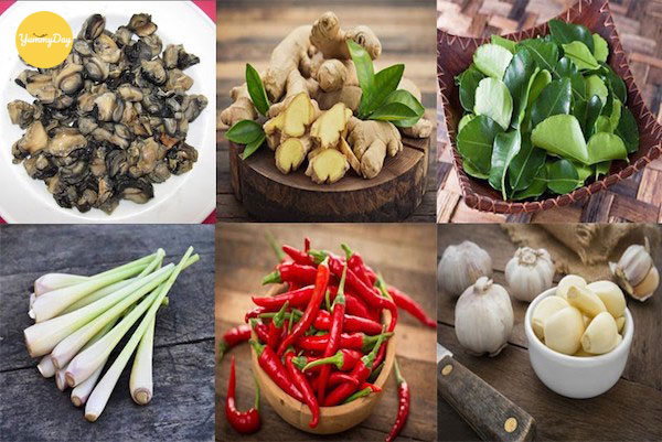 Các nguyên liệu cần chuẩn bị làm ốc gạo xào sả ớt