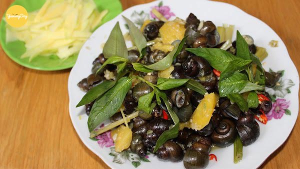 Thành phẩm món ốc gạo xào sả ớt