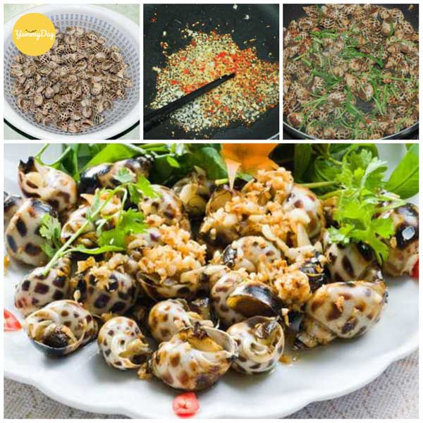 Chuẩn bị tiến hành làm ốc hương xào tỏi thôi nào