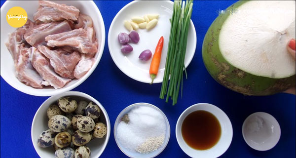 Nguyên liễu chuẩn bị món sườn kho trứng cút