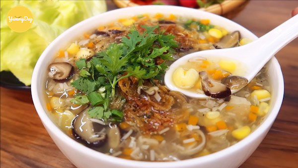 Thành phẩm súp chay thập cẩm nhìn là ghiền