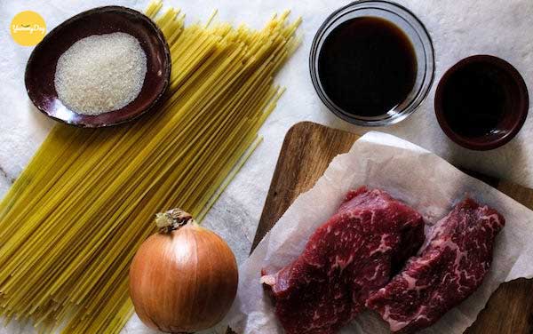 Nguyên liệu nấu món thịt bò xào với hành tây