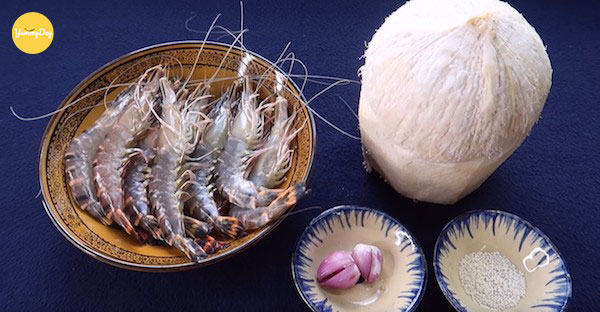 Nguyên liệu cho món tôm hấp nước dừa