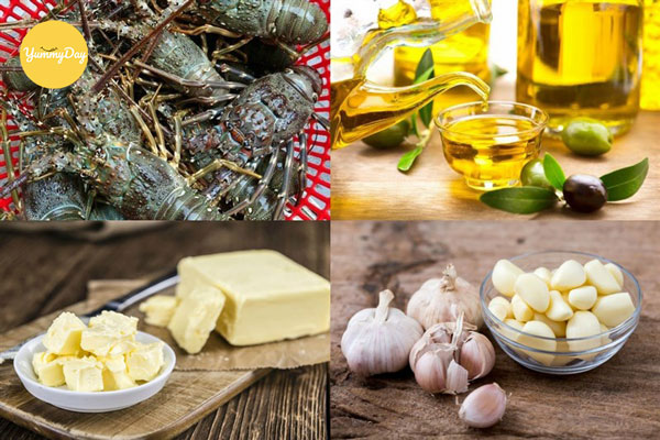 Nguyên liệu làm món tôm hùm nướng bơ tỏi
