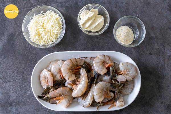 Tất tần tật nguyên liệu tôm nướng phô mai